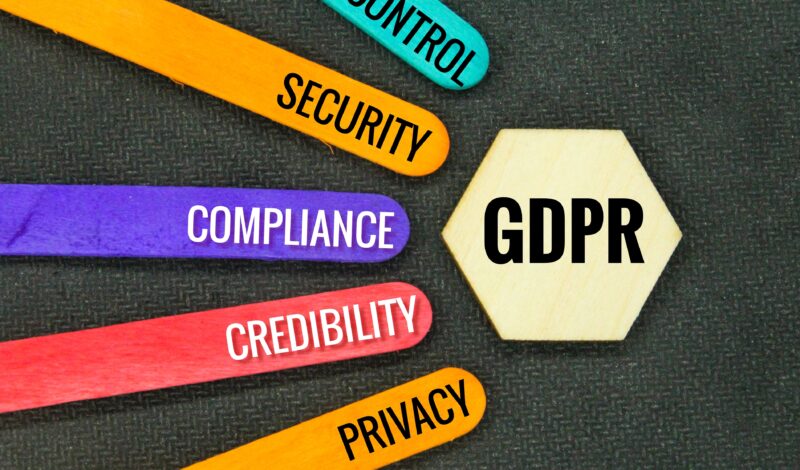 Graphic showing Control, Security, Compliance, Credibility and Privacy are part of GDPR