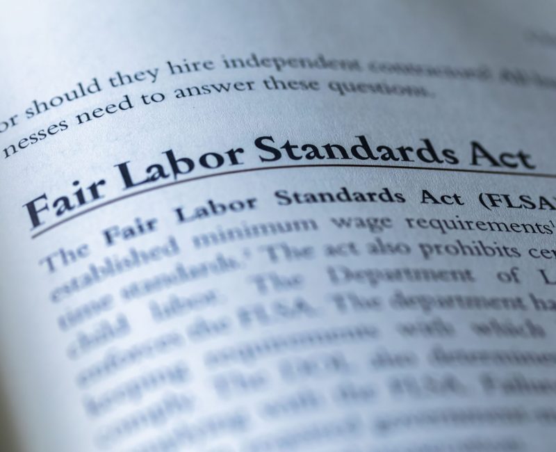 A part referring to Fair Labor Standards Act, FLSA, written in a legal business law textbook